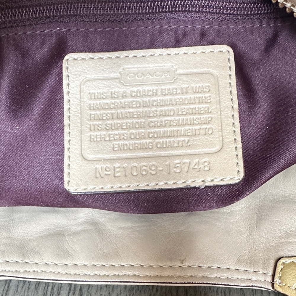 Coach 15748 Mia Inlaid Natural Multicolor Paten Leather Suede Tote Shoulder Bag - Picture 11 of 16